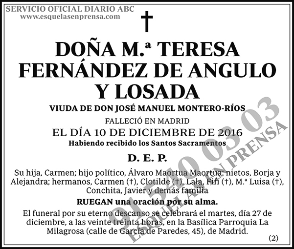 M.ª Teresa Fernández de Angulo y Losada
